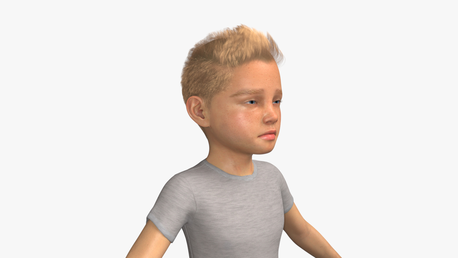 Realistic 3D Boy Child Character Rigged 3D model_20
