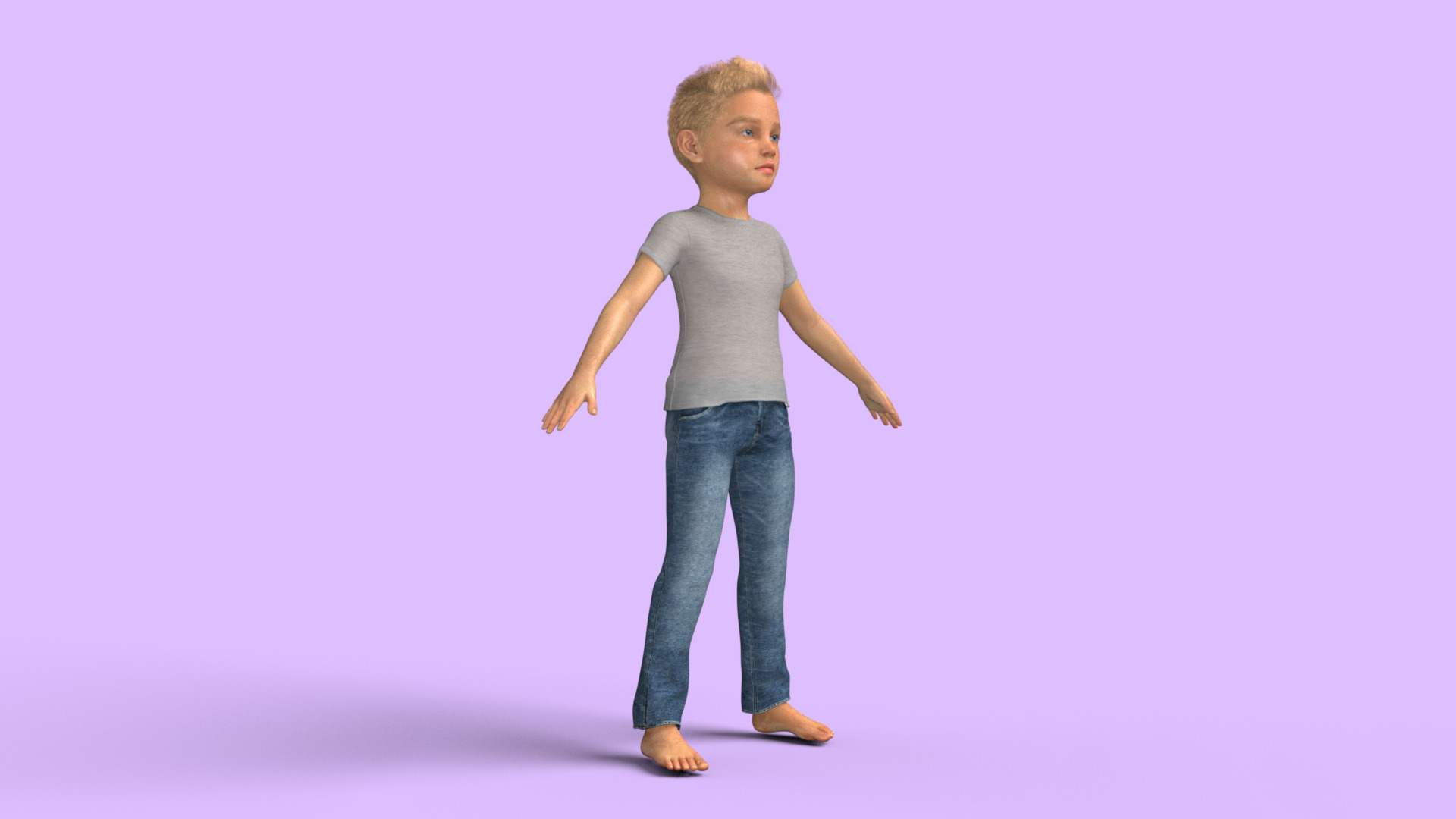 Realistic 3D Boy Child Character Rigged 3D model_35