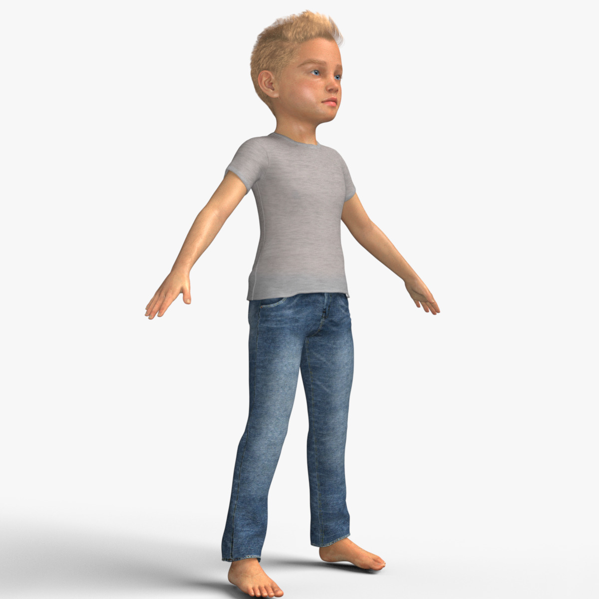 Realistic 3D Boy Child Character Rigged 3D model_8