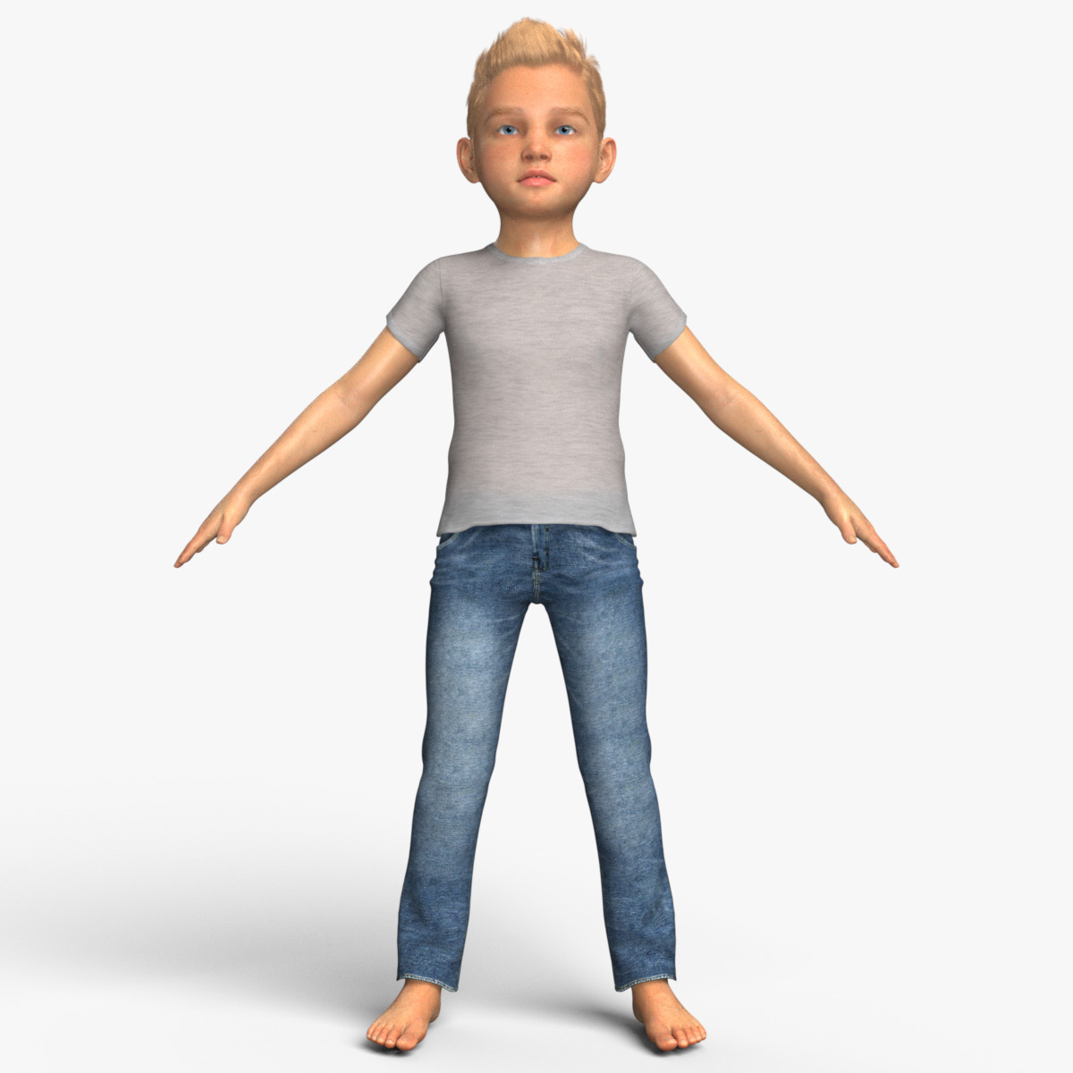 Realistic 3D Boy Child Character Rigged 3D model_17
