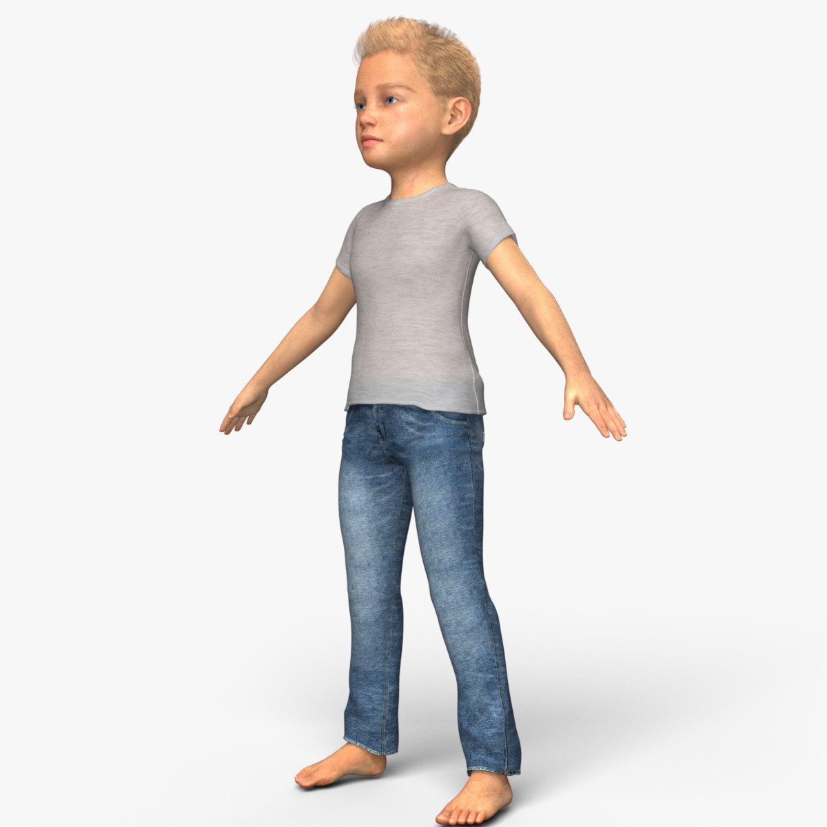 Realistic 3D Boy Child Character Rigged 3D model_2