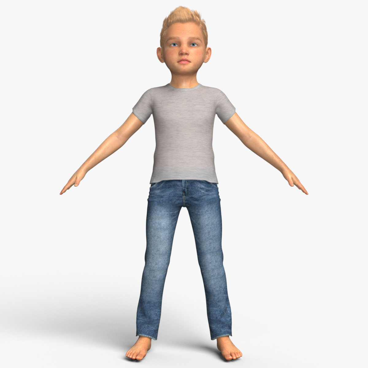 Realistic 3D Boy Child Character Rigged 3D model_1