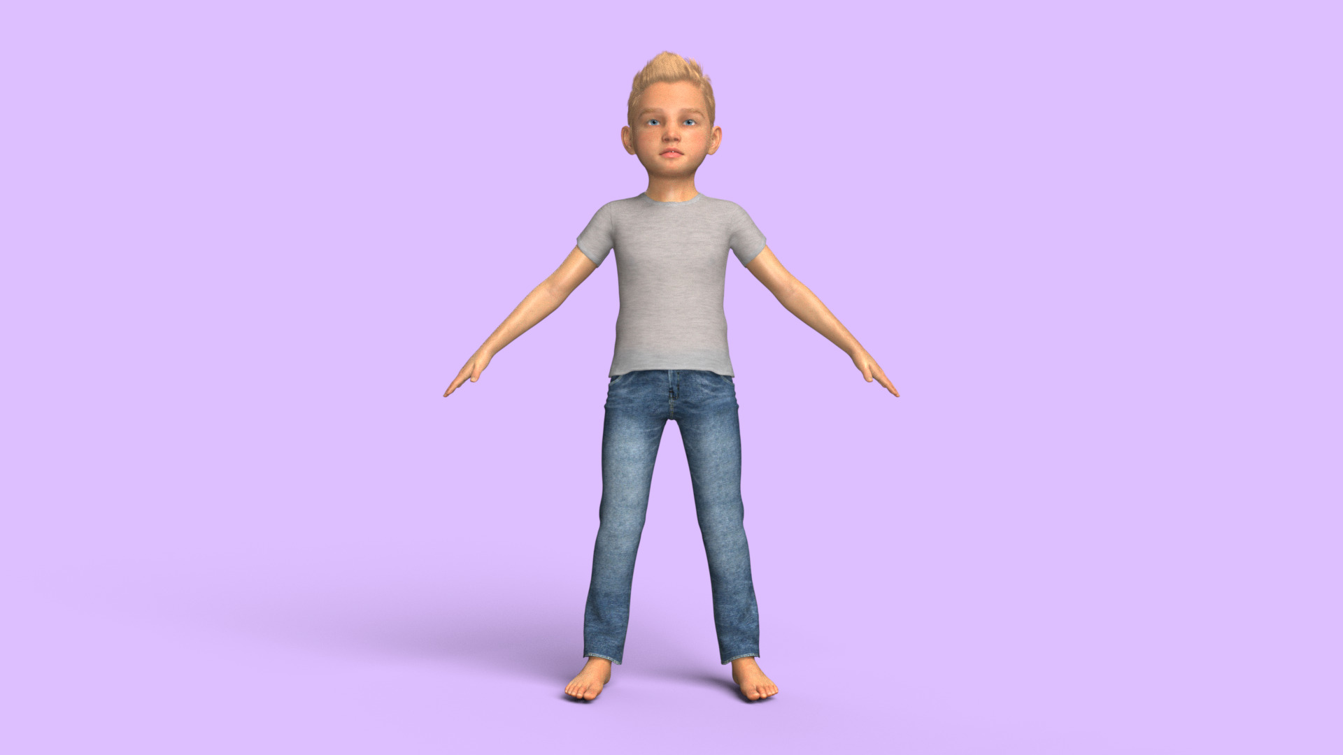 Realistic 3D Boy Child Character Rigged 3D model_34