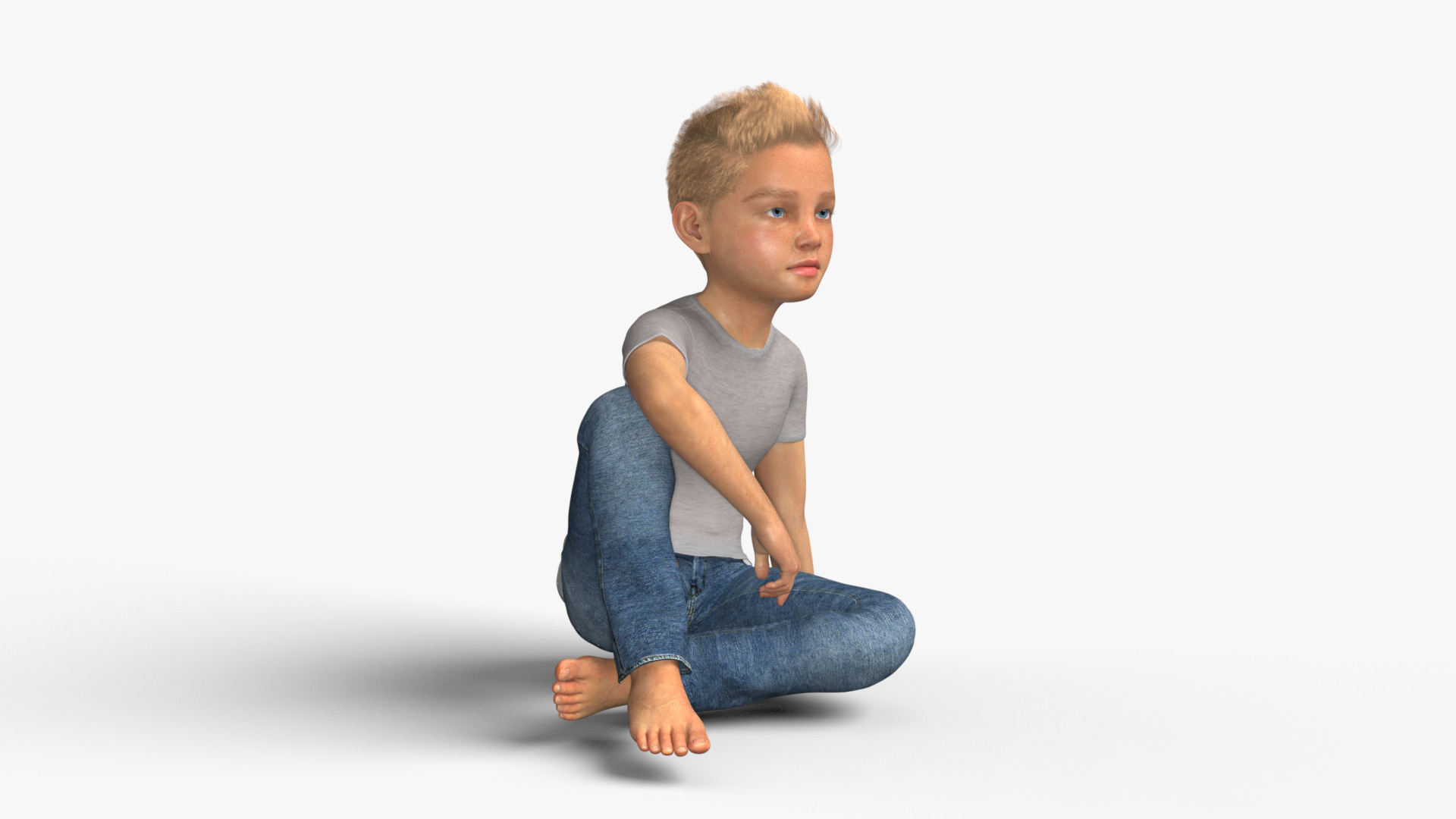 Realistic 3D Boy Child Character Rigged 3D model_21