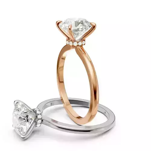 Solitaire Engagement Ring with 2CT Round Cut Diamond 3D print model