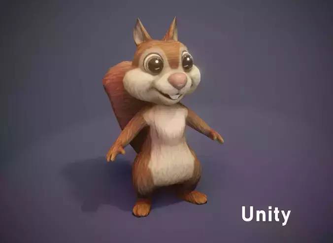 Cartoon Squirrel 3D Model Unity Package
