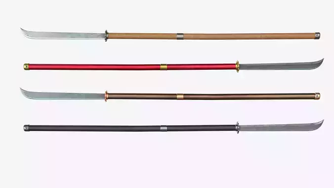 Japanese Spear Naginata 4 colors 3D model