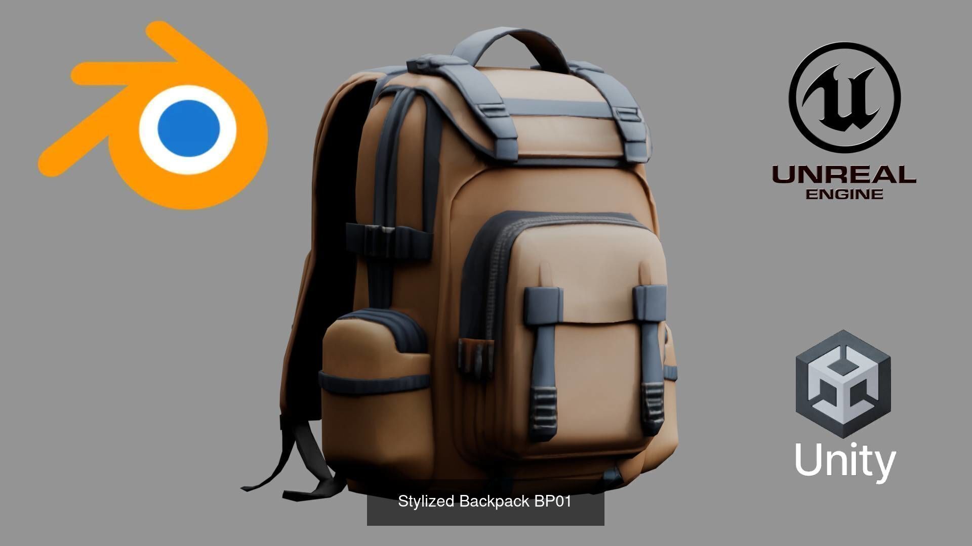 Sci-Fi Stylized Backpack Pack - Futuristic and Cyberpunk Bags 3D Model Collection_4