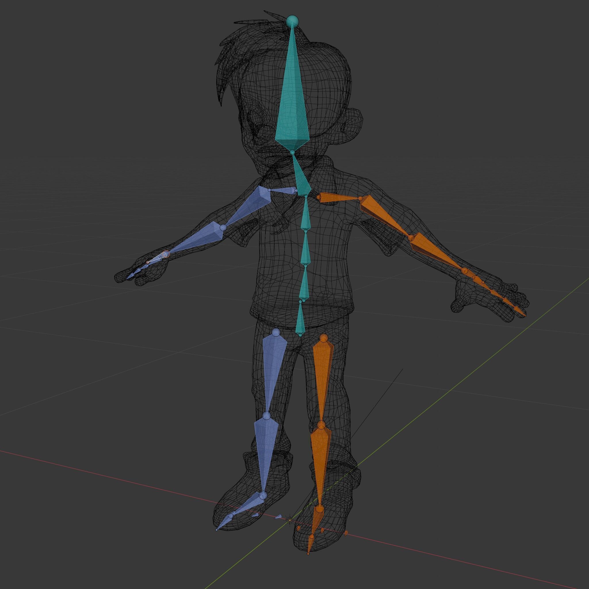 Animated Cartoon Zombie Boy with Pink Shirt and Green Hair Model Low-poly 3D model_26