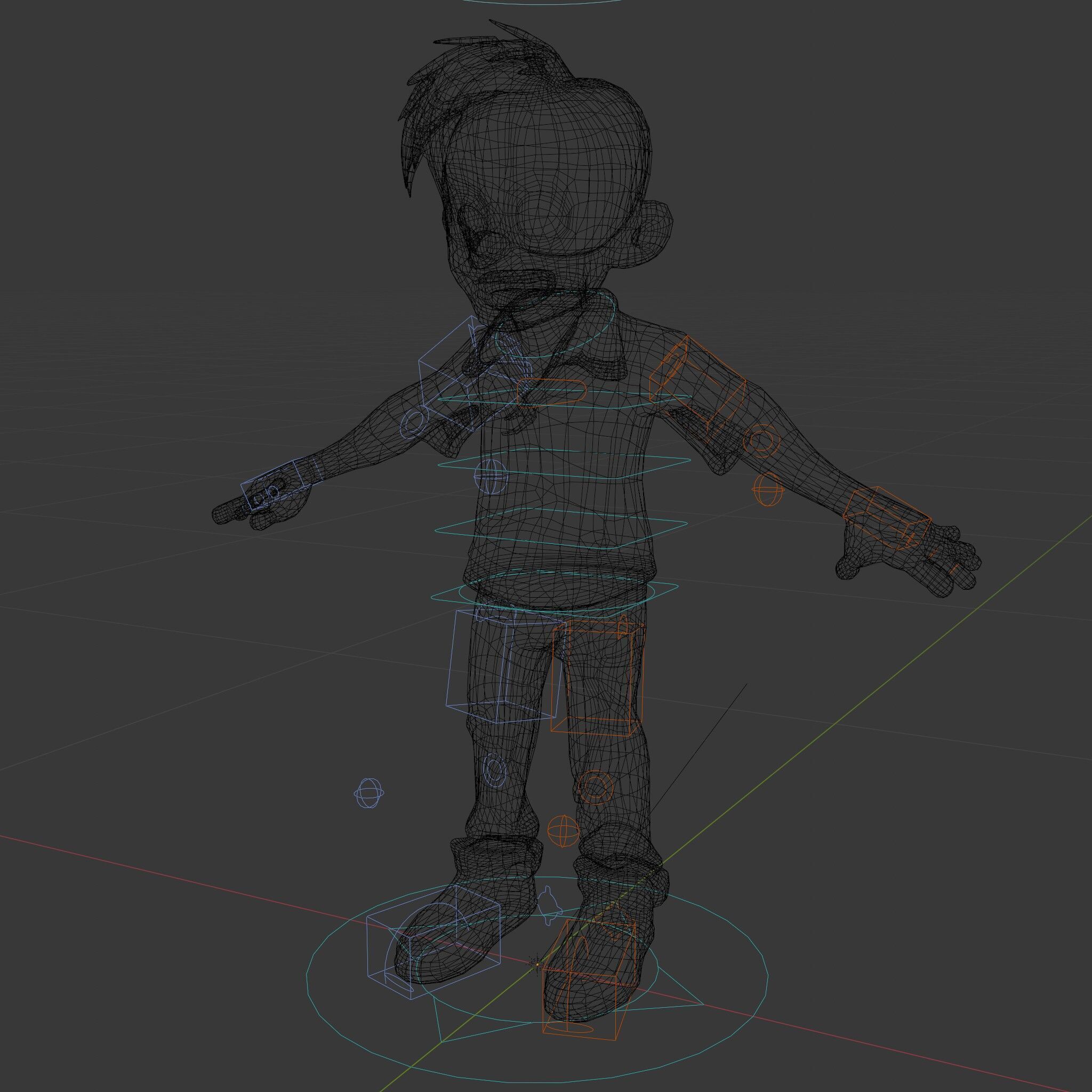 Animated Cartoon Zombie Boy with Pink Shirt and Green Hair Model Low-poly 3D model_9