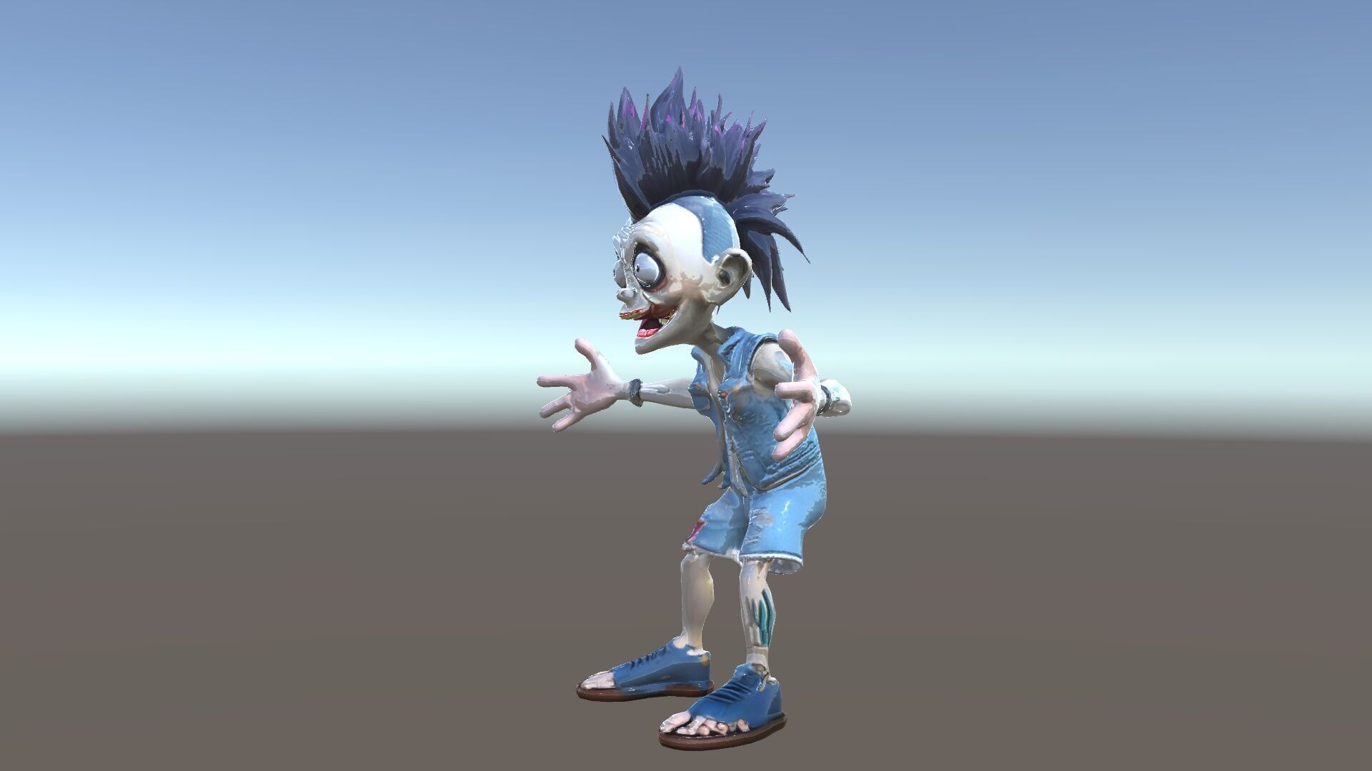 Zany Zombie Punk with Spiky Hairstyle and Denim Outfit D Model Low-poly 3D model_24