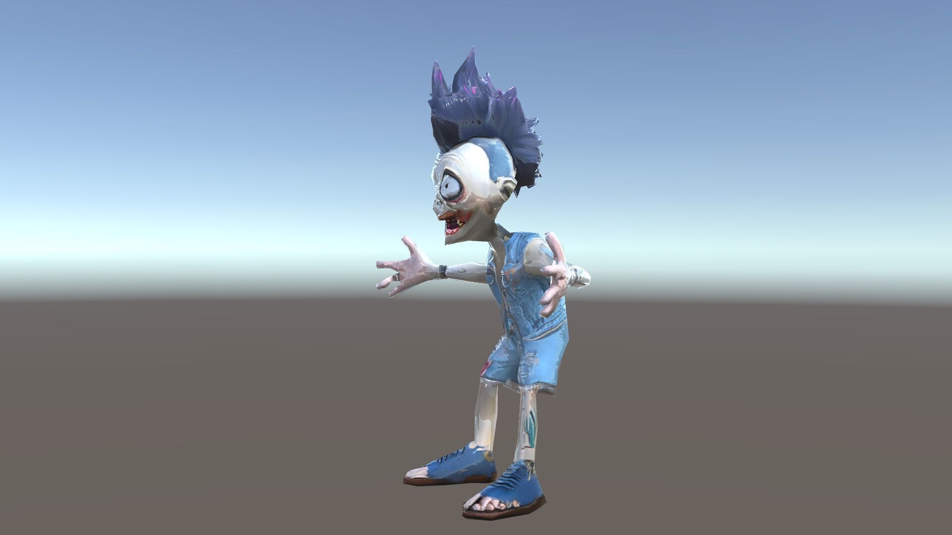 Zany Zombie Punk with Spiky Hairstyle and Denim Outfit D Model Low-poly 3D model_27