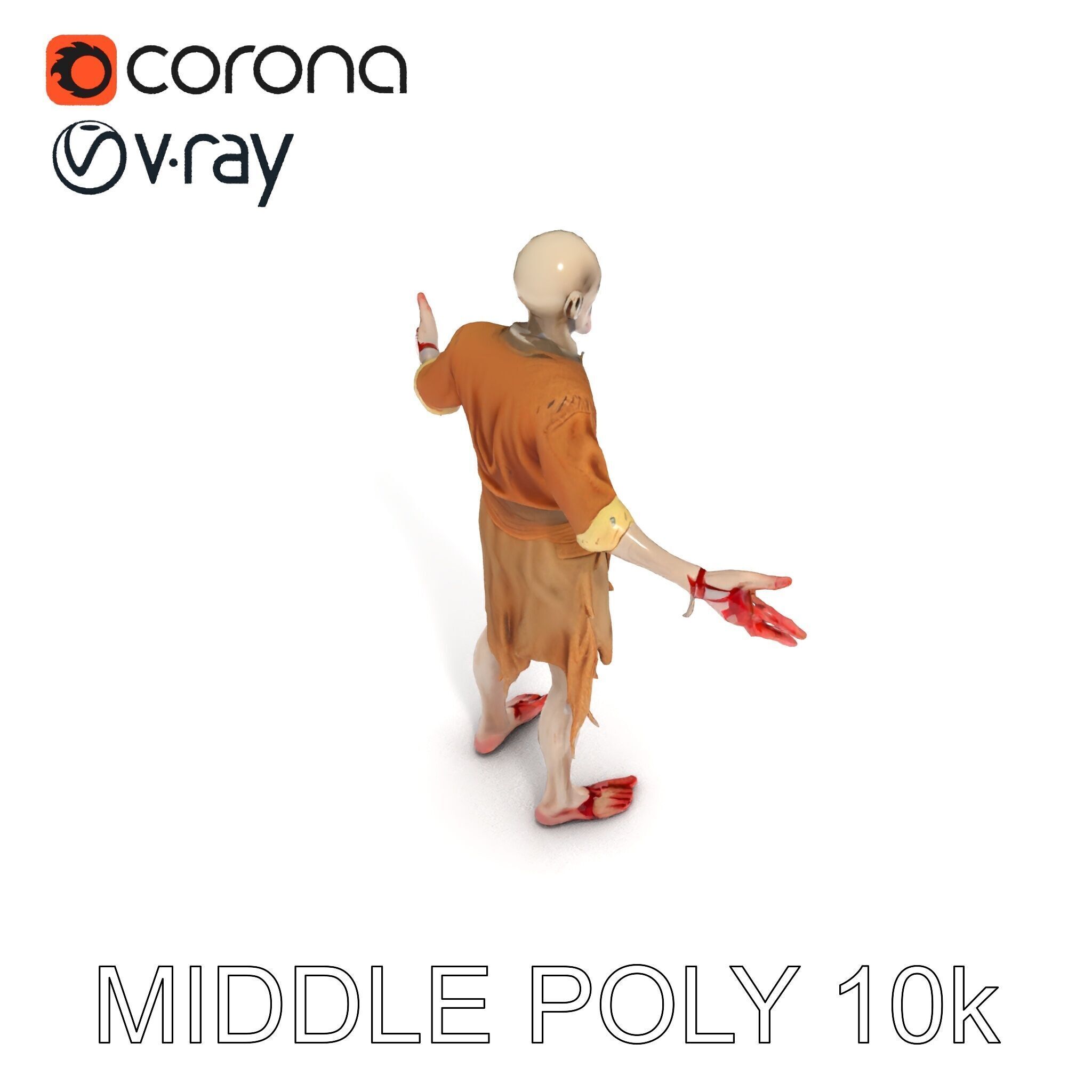 Zombie Sharman D Model with Mixamo Compatible Rigging Low-poly 3D model_37