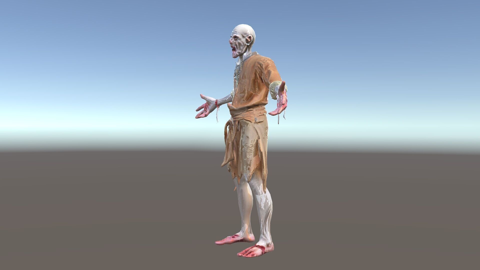 Zombie Sharman D Model with Mixamo Compatible Rigging Low-poly 3D model_22