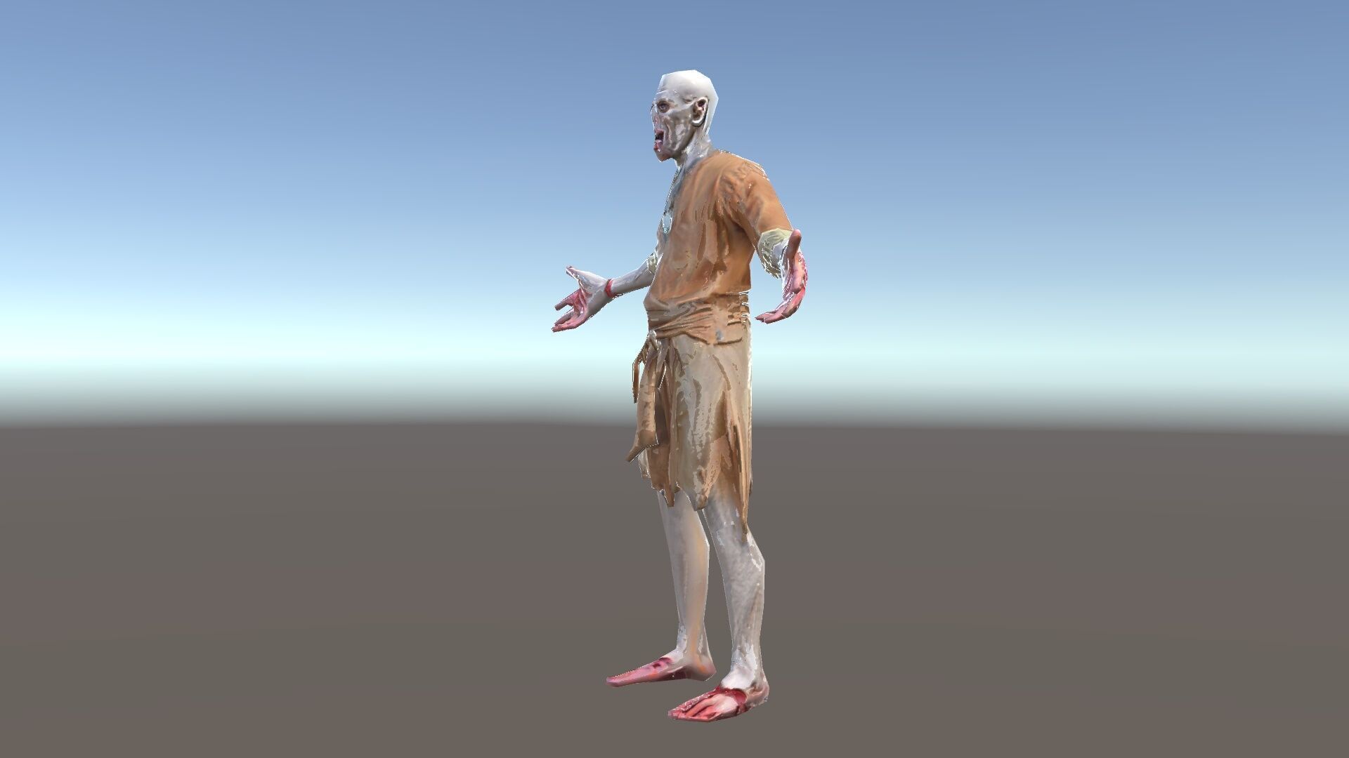 Zombie Sharman D Model with Mixamo Compatible Rigging Low-poly 3D model_7