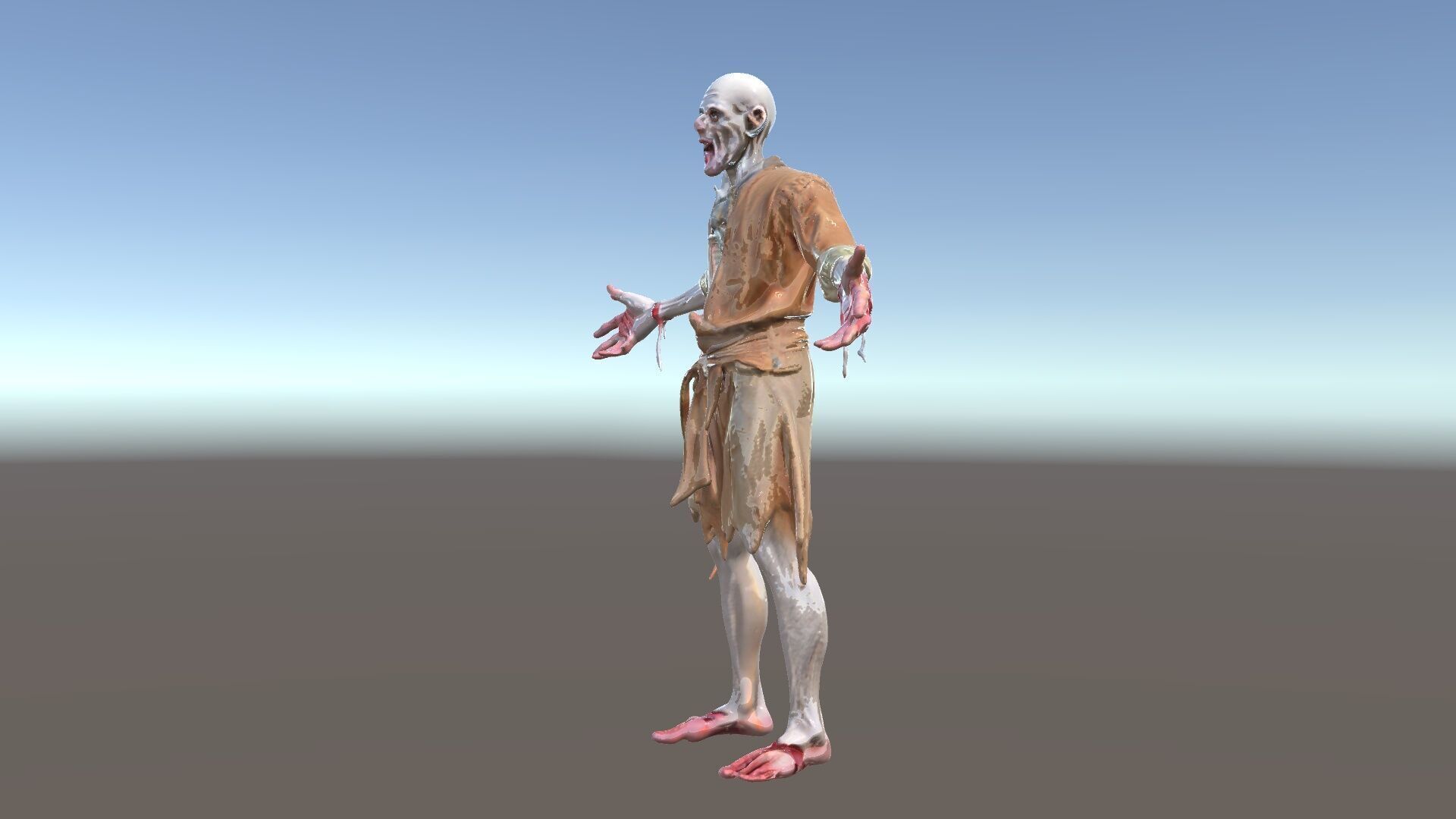 Zombie Sharman D Model with Mixamo Compatible Rigging Low-poly 3D model_5