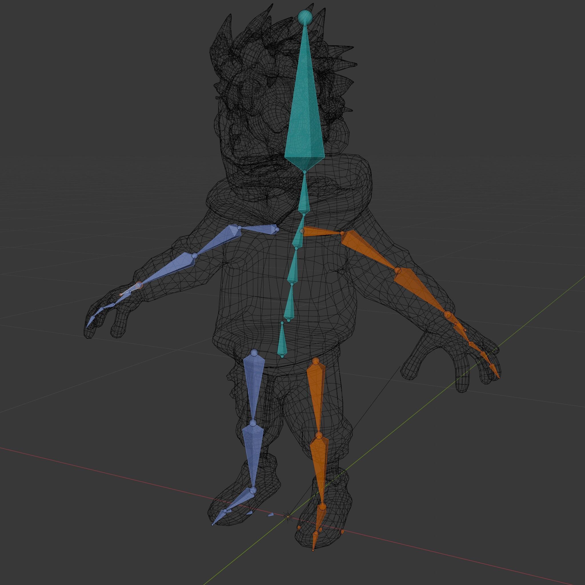 Zany Zombie Character with Blue Hair in Casual Attire Low-poly 3D model_12