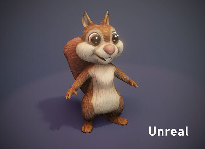 Cartoon Squirrel 3D Model Unreal Asset Low-poly 3D model