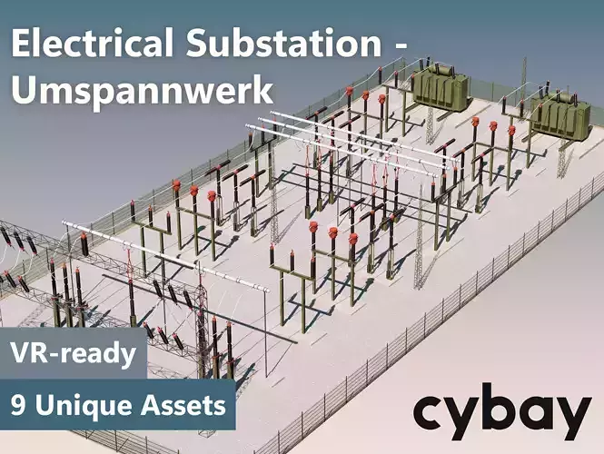 Electrical substation Low-poly 3D model