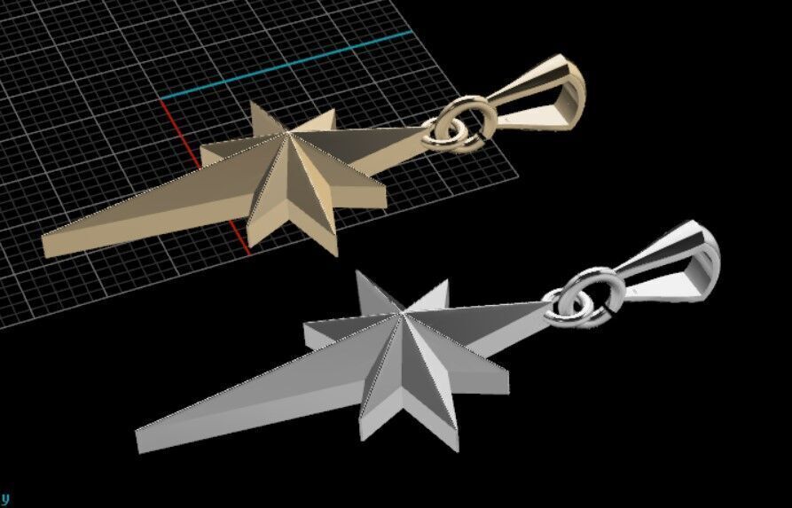 North Star Necklace With A Bail 3D model_4