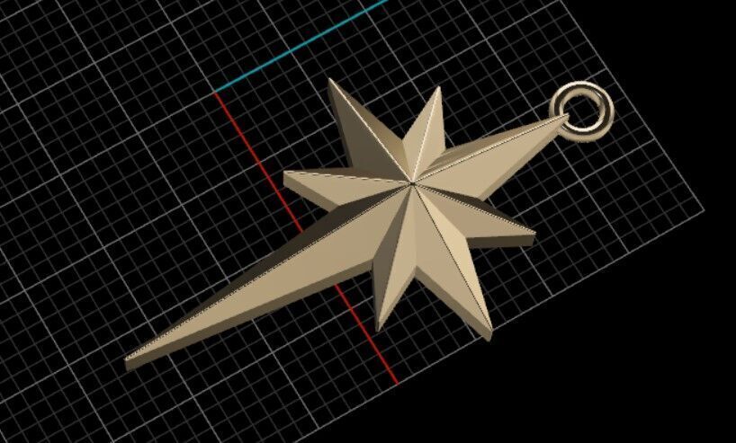 North Star Necklace With A Bail 3D model_7