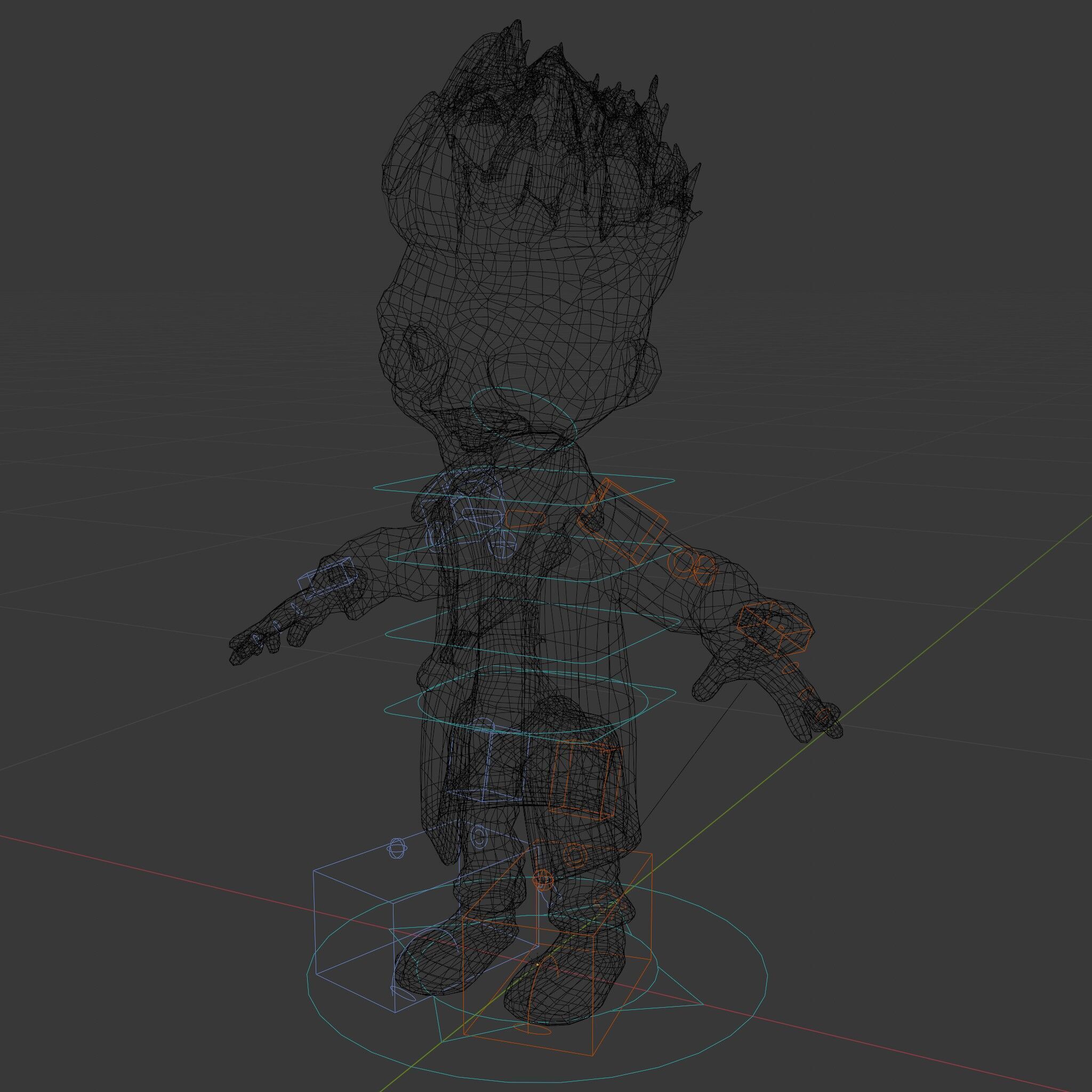 Cartoon Zombie Investigator with Blue Hair and Trench Coat Low-poly 3D model_25