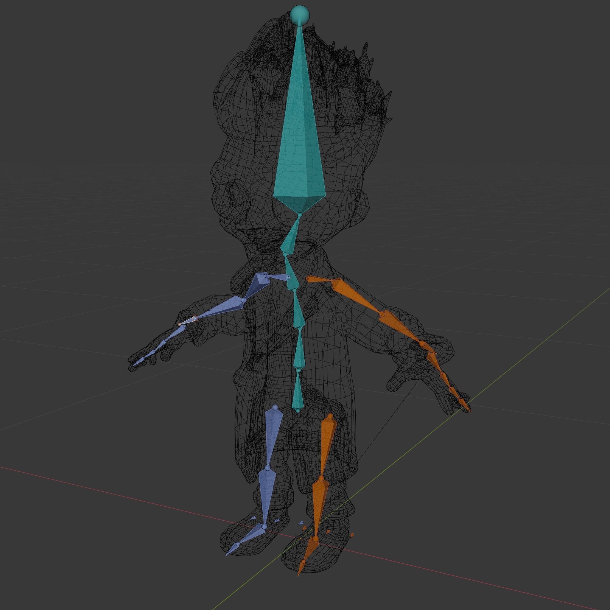 Cartoon Zombie Investigator with Blue Hair and Trench Coat Low-poly 3D model_37