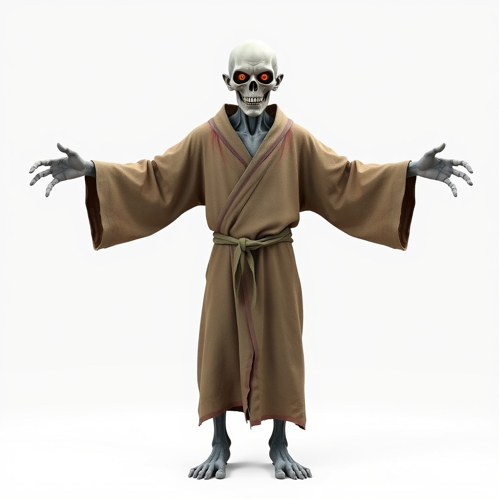 Skeleton Sorcerer with Robe and Glowing Eyes D Character Model Low-poly 3D model_4