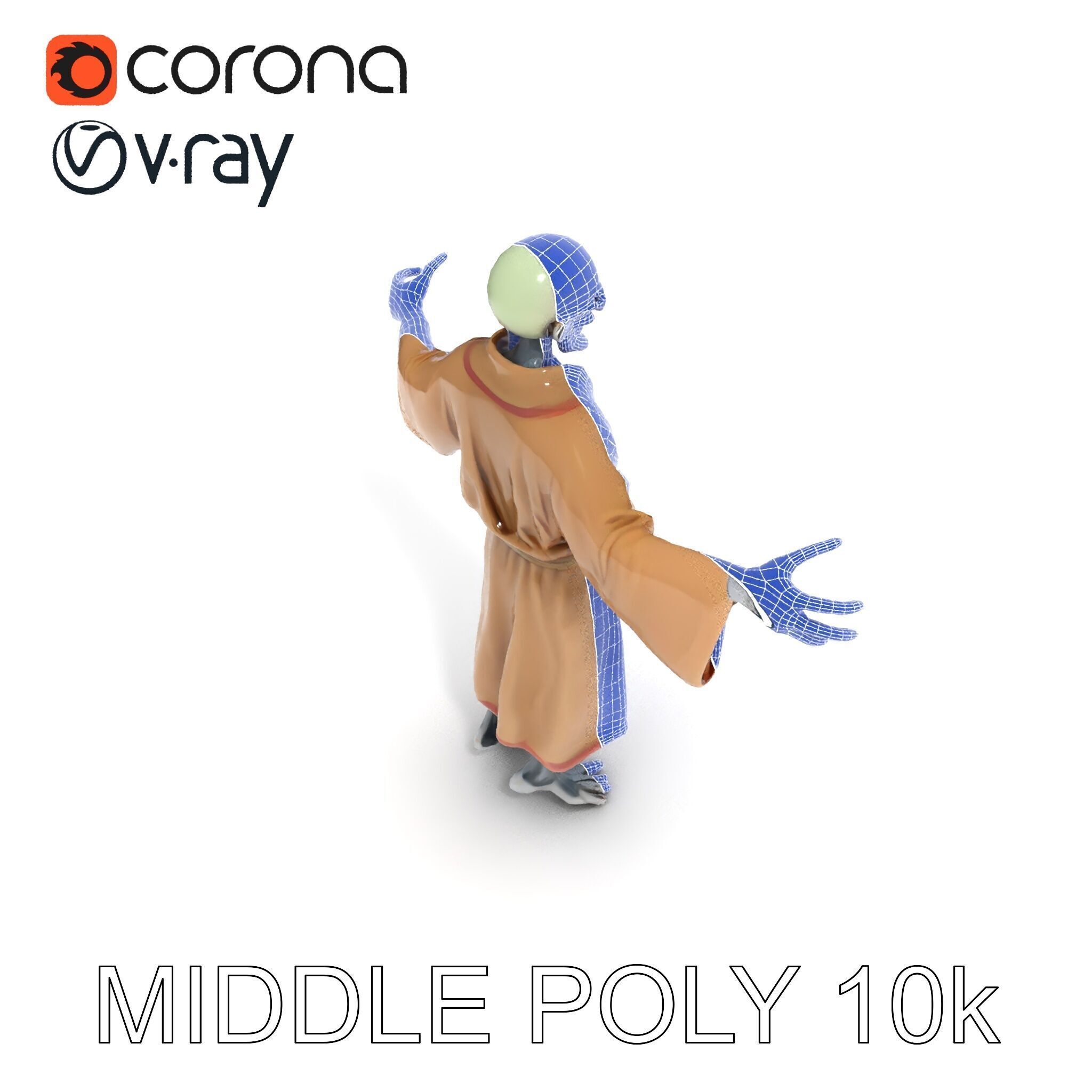 Skeleton Sorcerer with Robe and Glowing Eyes D Character Model Low-poly 3D model_22