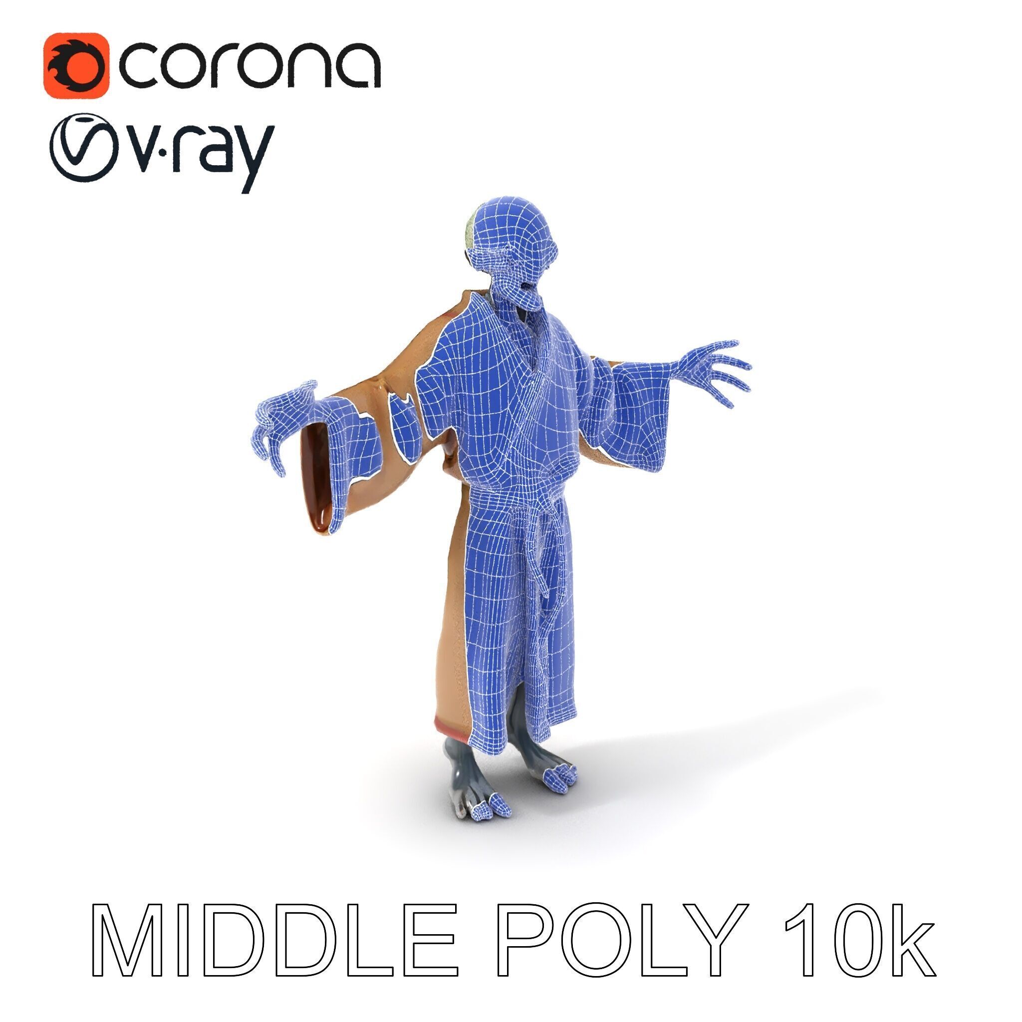 Skeleton Sorcerer with Robe and Glowing Eyes D Character Model Low-poly 3D model_19