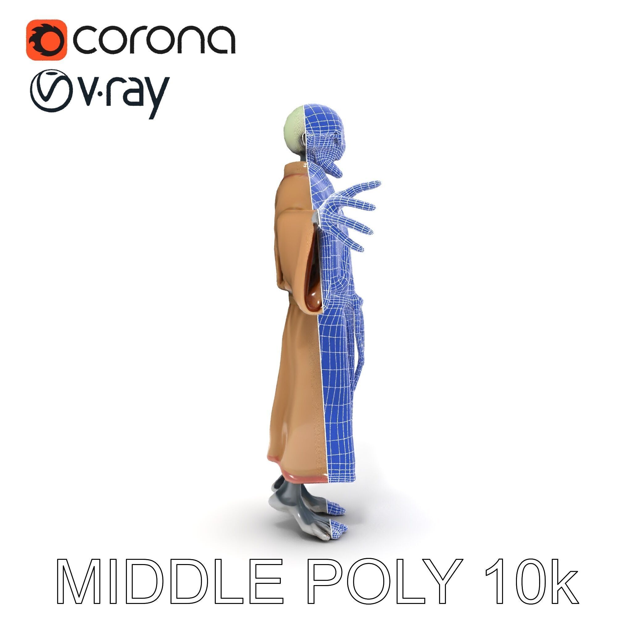 Skeleton Sorcerer with Robe and Glowing Eyes D Character Model Low-poly 3D model_34