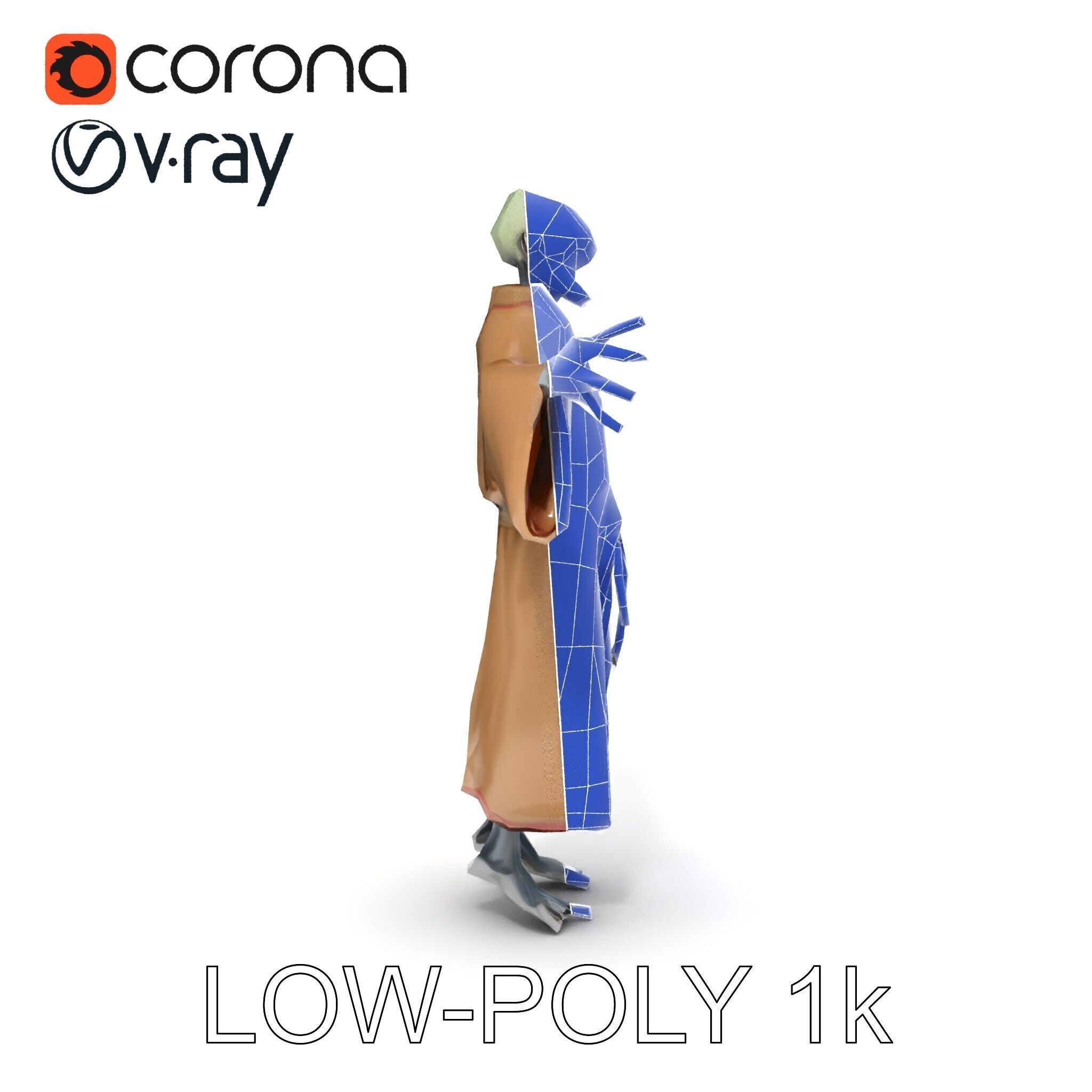 Skeleton Sorcerer with Robe and Glowing Eyes D Character Model Low-poly 3D model_29