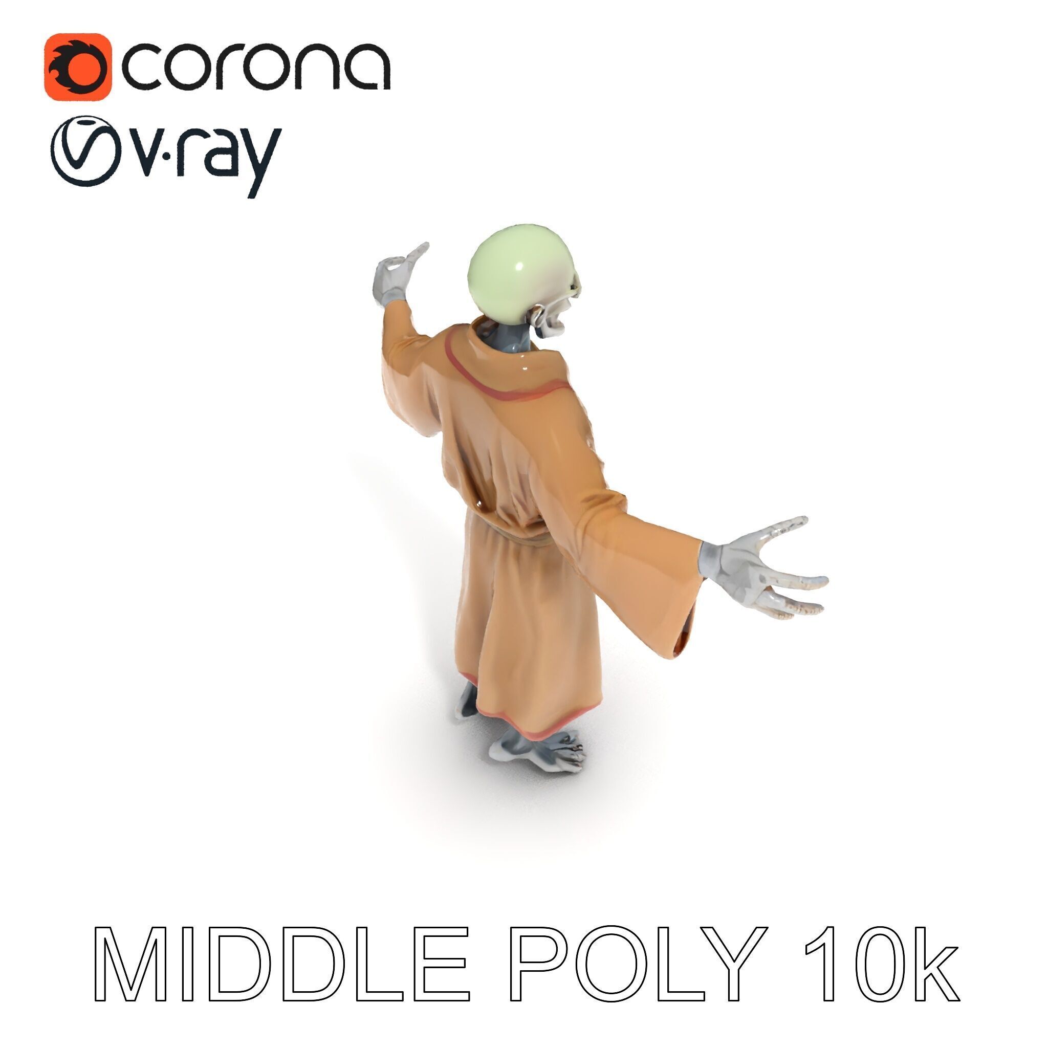 Skeleton Sorcerer with Robe and Glowing Eyes D Character Model Low-poly 3D model_28