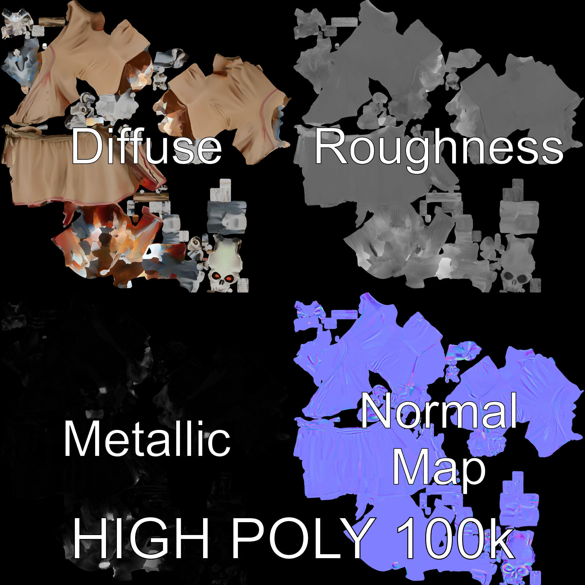 Skeleton Sorcerer with Robe and Glowing Eyes D Character Model Low-poly 3D model_2