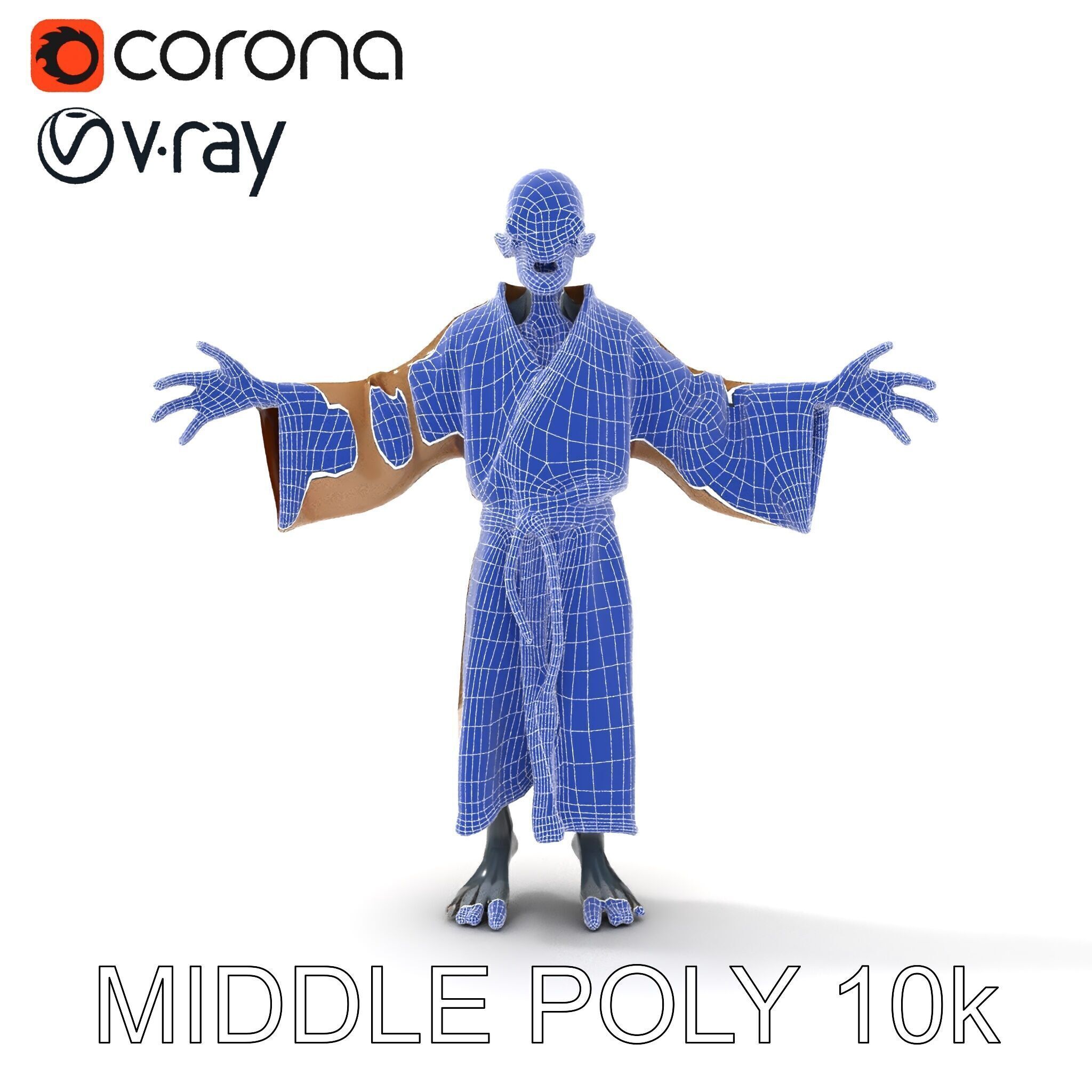 Skeleton Sorcerer with Robe and Glowing Eyes D Character Model Low-poly 3D model_14