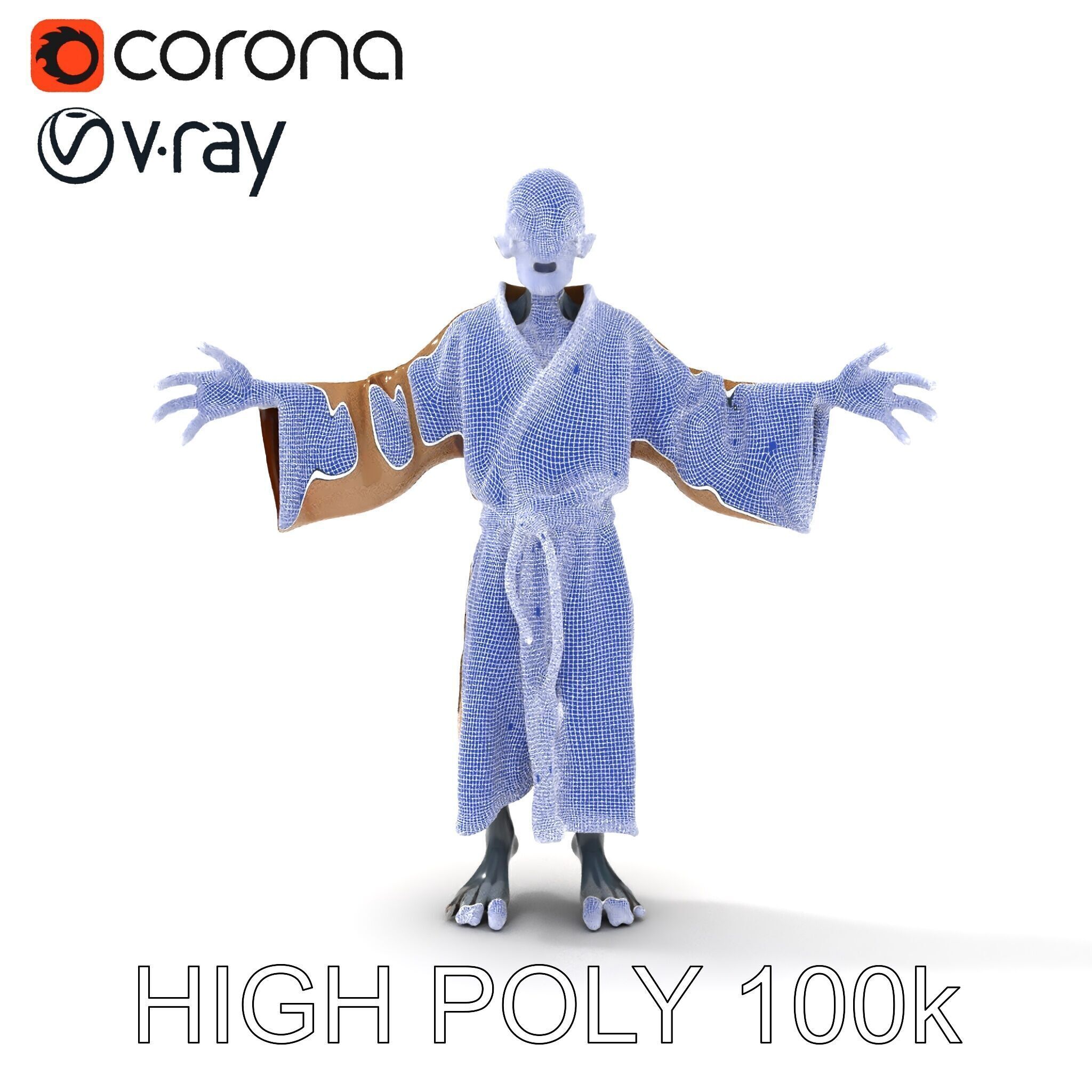 Skeleton Sorcerer with Robe and Glowing Eyes D Character Model Low-poly 3D model_24