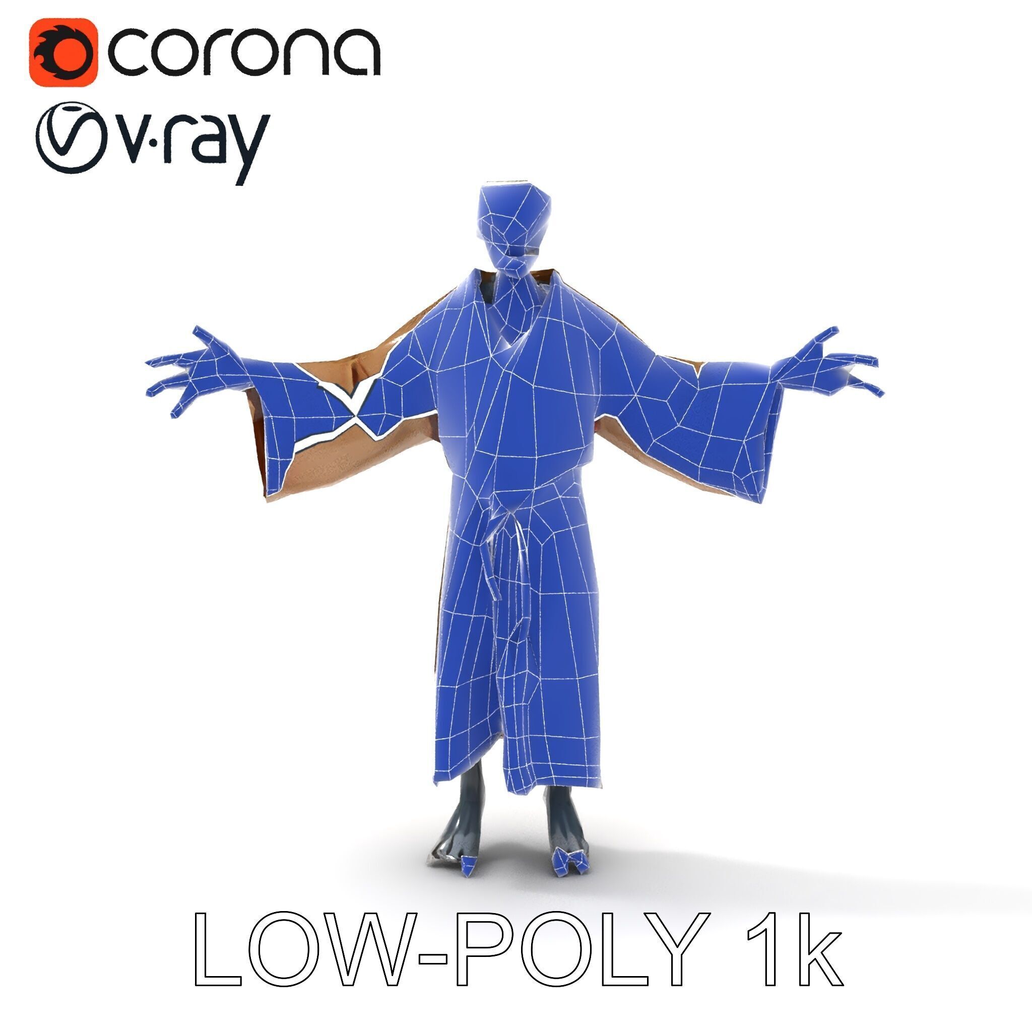 Skeleton Sorcerer with Robe and Glowing Eyes D Character Model Low-poly 3D model_32