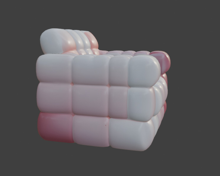 Pink and White Sofa Game-Ready 3D Furniture with PBR Textures Low-poly 3D model_1