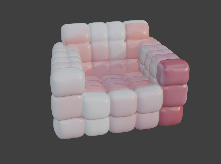 Pink and White Sofa Game-Ready 3D Furniture with PBR Textures Low-poly 3D model_7