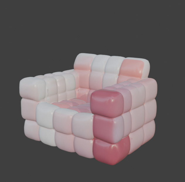 Pink and White Sofa Game-Ready 3D Furniture with PBR Textures Low-poly 3D model_14