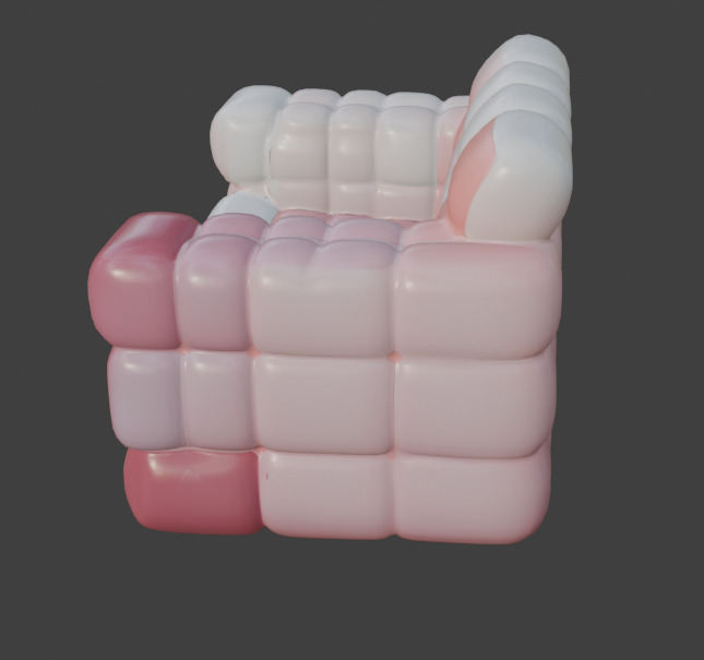 Pink and White Sofa Game-Ready 3D Furniture with PBR Textures Low-poly 3D model_6