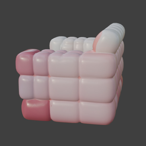 Pink and White Sofa Game-Ready 3D Furniture with PBR Textures Low-poly 3D model_3