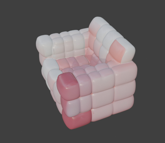 Pink and White Sofa Game-Ready 3D Furniture with PBR Textures Low-poly 3D model_16