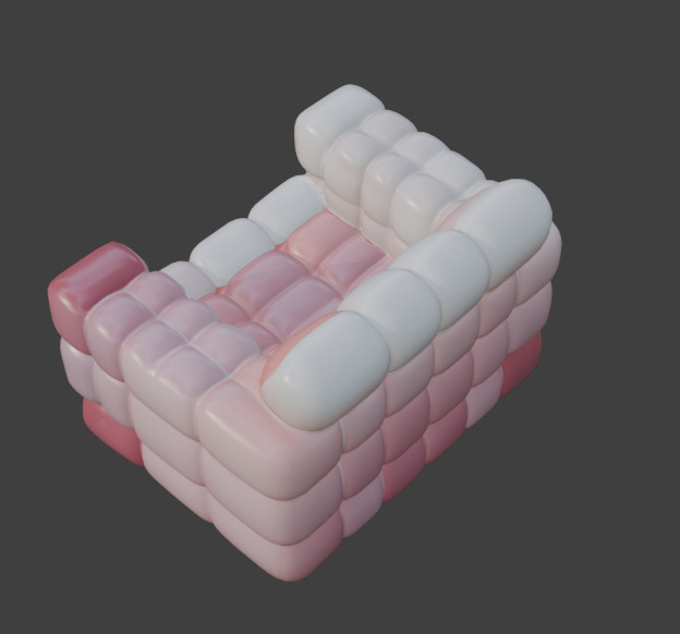 Pink and White Sofa Game-Ready 3D Furniture with PBR Textures Low-poly 3D model_15