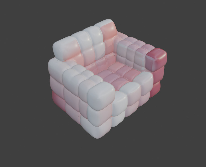 Pink and White Sofa Game-Ready 3D Furniture with PBR Textures Low-poly 3D model_13
