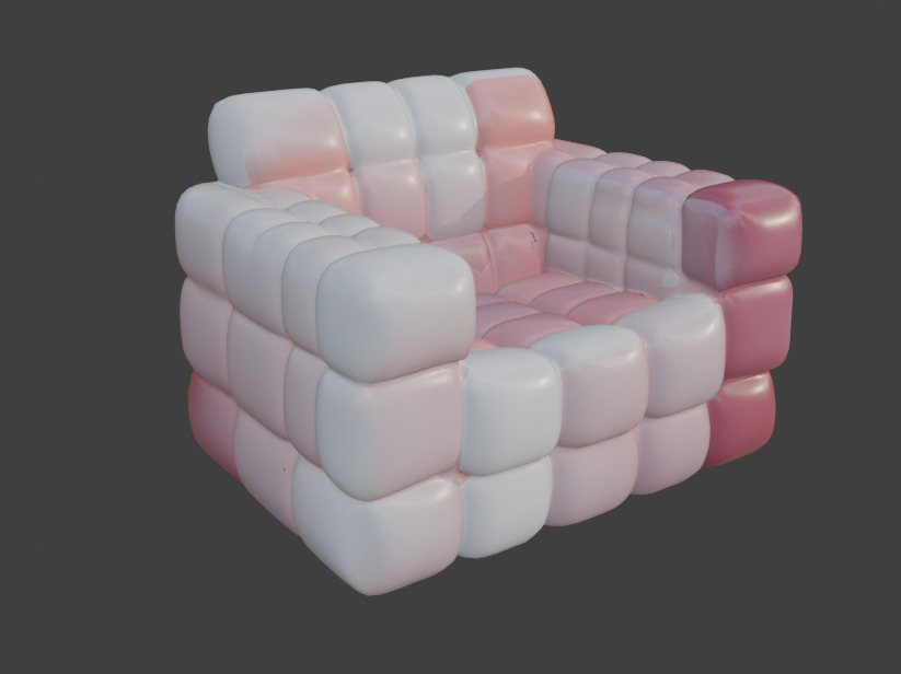 Pink and White Sofa Game-Ready 3D Furniture with PBR Textures Low-poly 3D model_4