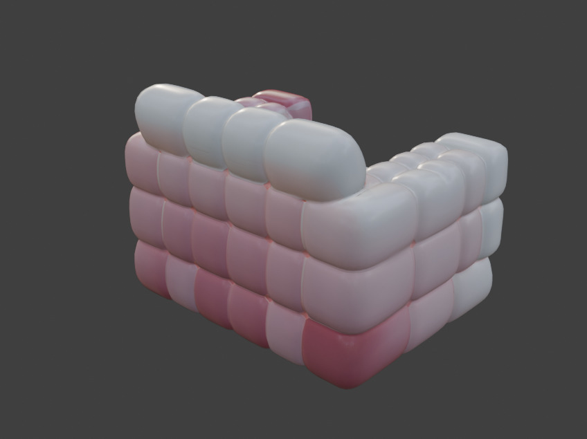 Pink and White Sofa Game-Ready 3D Furniture with PBR Textures Low-poly 3D model_5