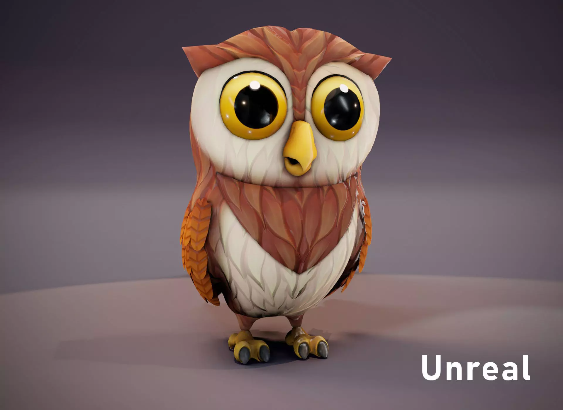 Cartoon Owl 3D Model Unreal Asset Low-poly 3D model_0