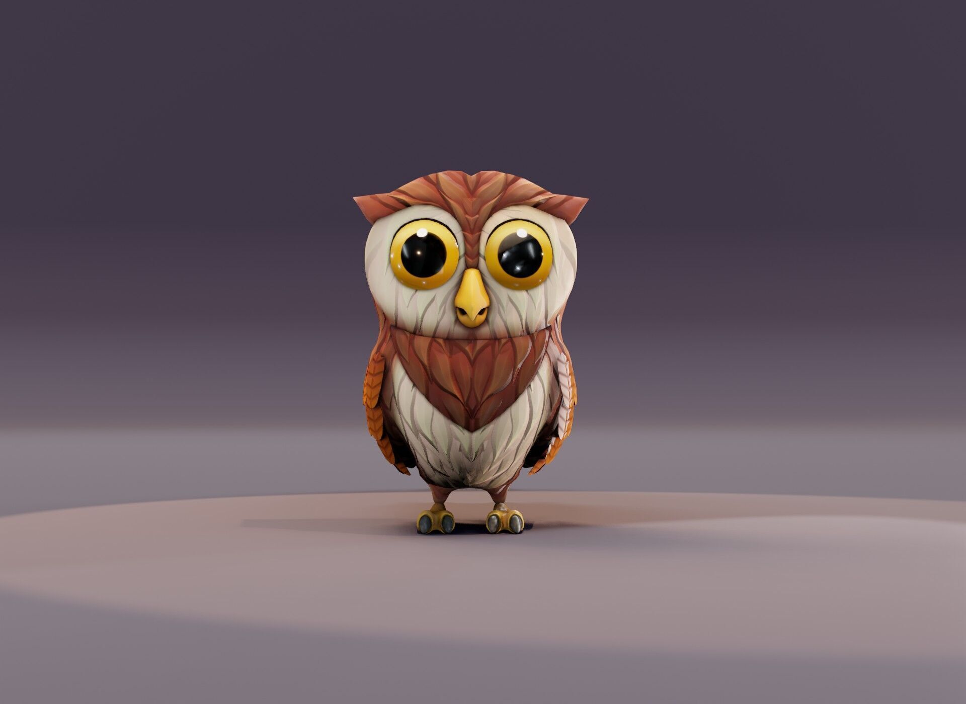 Cartoon Owl 3D Model Unreal Asset Low-poly 3D model_10