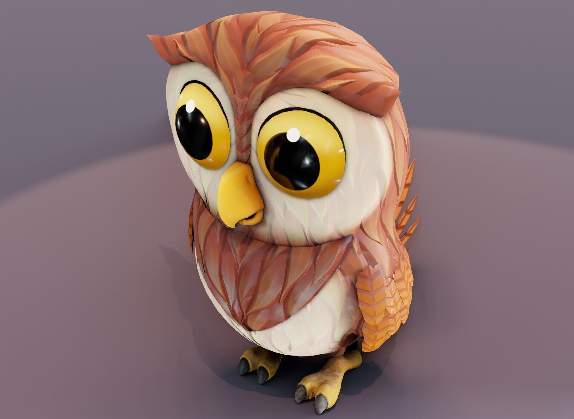 Cartoon Owl 3D Model Unreal Asset Low-poly 3D model_17